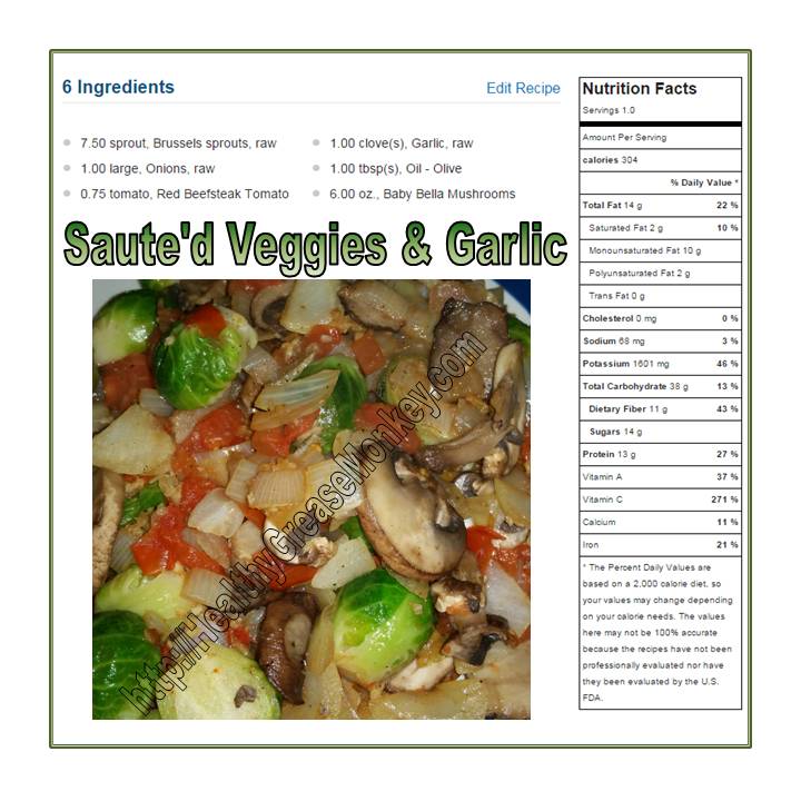 Nutrition Saute'd Veggies